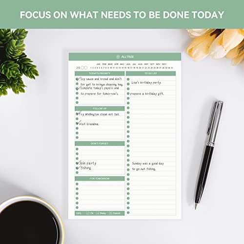 Svakodnevno bavite listu Notepad, dnevni planer Notepad nedidiran sa 52 listova, imenovanje za glavne prioritete, sastanke, praćenje, bilješke, 1 pakovanje, zeleno