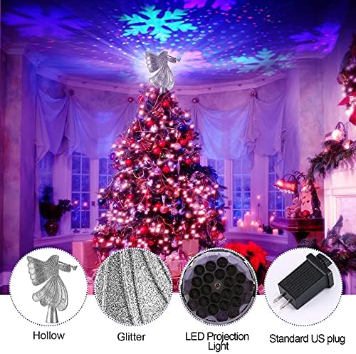 Božićno stablo, Angel božićno stablo se osvijetljeno rotirajućom snježne LED projektorom, 3D