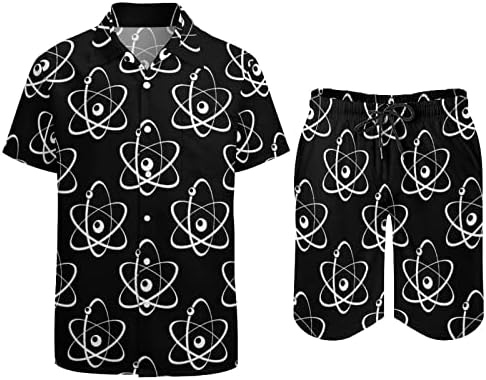 Weedkeycat atomi i molekuli muške plaže odijelo 2 komada Havajska gumba dolje majica kratkih rukava