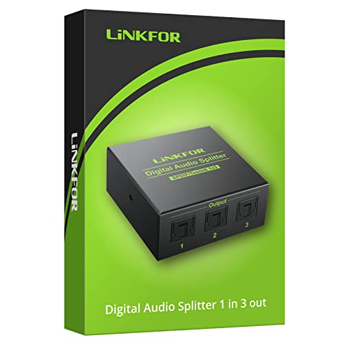 LinkFor Digitalni optički audio 1x3 Digitalni digitalni SPDIF toslink optički vlakna Audio razdjelnik 1 u 3 od aluminijske legure sa optičkim kablovskom podrškom 5.1CH Dolby-AC3 DTS za PS3 Blue-Ray DVD HDTV