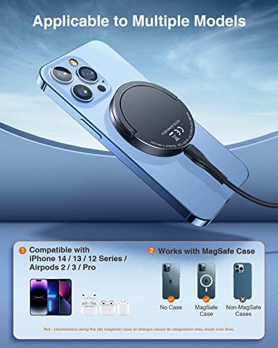 Lk Magnetic Wireless Charger kompatibilan za MagSafe Charger za iPhone 14 Pro Max/14 Pro/14 Plus/13/13 Pro/13 Pro Max/iPhone 12 Pro/12 Pro Max, 3.3 ft kabl, Crni