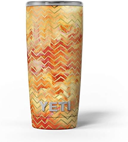 Dizajn Skinz The Narandžaste akvarele s grngija sa Chevronom - kožnim naljepnicama Vinil zamotač kompatibilan sa Yeti Rambler Cooler Tumbler čaše