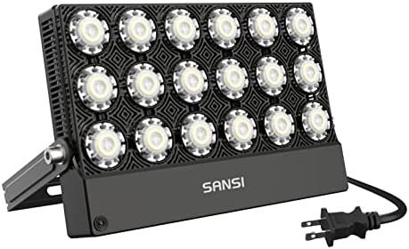 SANSI 100W LED reflektor, 10000lm Super svijetlo vanjsko sigurnosno svjetlo, 650W ekvivalentno, IP66 vodootporno LED radno svjetlo sa utikačem, Bijelo zidno svjetlo od 5700k dnevnog svjetla, LED pejzažna svjetla za Dvorište, Gard