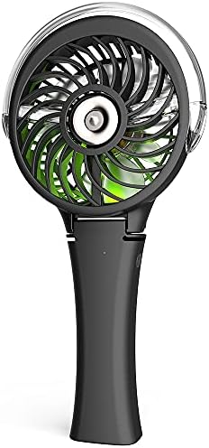 Ručni ventilator za zamagljivanje sa svjetlom, punjivi ventilator na baterije, 3 brzine, 6 šarenog svjetla,