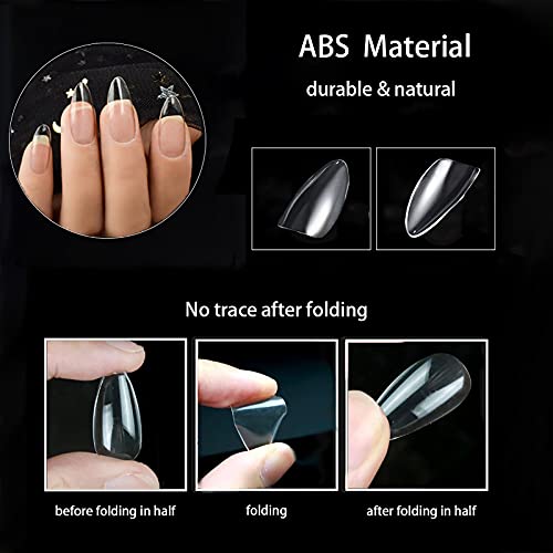 Savjeti za bademove nokte puni poklopac 500kom prozirnih akrilnih noktiju sa 10kom ljepilom za nokte za DIY Nail Art
