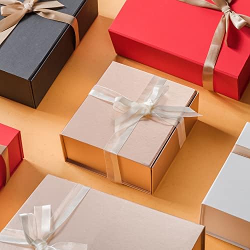 LIFELUM Rose Gold Poklon kutija 8 x 7 x 3 Božićna Poklon kutija sa magnetnim poklopcem kutija za prijedloge djeveruša čvrsta kutija za odlaganje poklona sa poklopcima sadrži čestitku, traku, rezano Papirno punilo (1 kom)