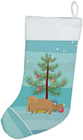 Caroline's bysures CK4678CS perzijska moderna mačka vesela božićna božićna čarapa, kamin Viseće čarape