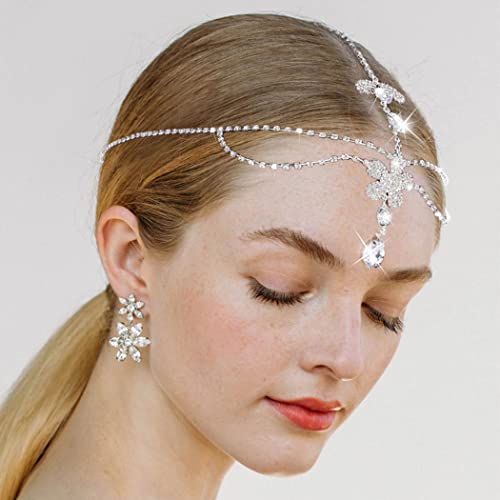 Aularso slojeviti nakit za glavu vjenčanje lanac za kosu Rhinestone pokrivala za glavu svadbena Halloween