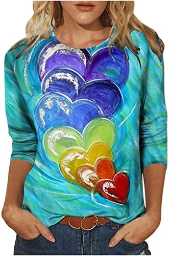 JJHAEVDY Valentines Shirts for Women, Crewneck Tops dugi rukavi duksevi Ljubav Srce grafički duksevi par majice