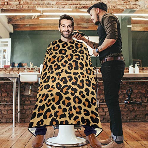 Visesunny Professional Barber Cape Leopard Grain Classic Style Poliesterska rezanje kose salon za rezanje kape za brijanje voda i boje otporno na vodu, brada od brade bradavice Bib Frizerski ogrtač protiv antistatičke frizure