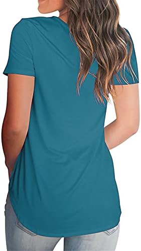 Andongnywell ženske jednobojne majice kratki rukav V izrez labave ljetne Casual tunike bluza