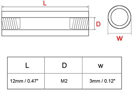 UXCell 50pcs mesinganski okrugli ravni PCB stup ženski navodni udvostručiti M2X3x12mm