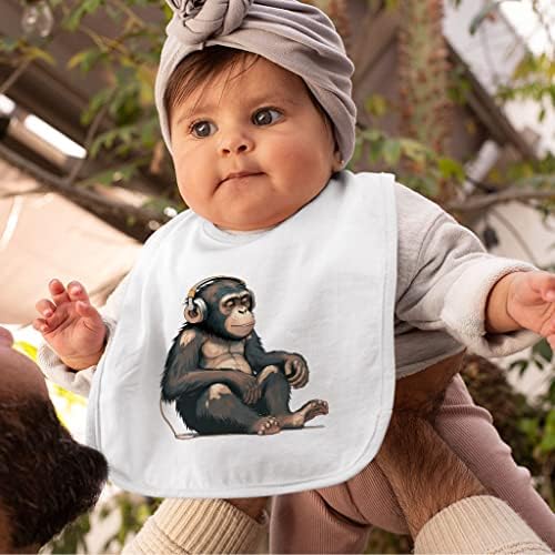 Majmun sa slušalicama za bebe - Art Baby Hrana za hranjenje - štampane bibs za jelo
