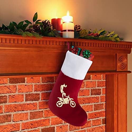 Motocikl je dobio prljavštinu bicikl božićne čarape klasični viseći ukrasi bijeli manžetna kešica za bombona za porodične zabavne ukrase