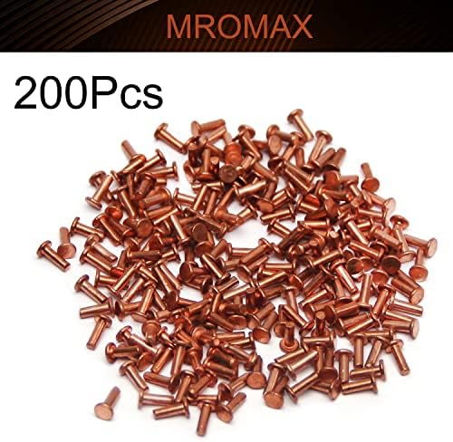 Agromax 200kom okrugla zakovica sa ravnom glavom 0,24 x 0,08 bakarne čvrste zakovice metalni pričvršćivači za