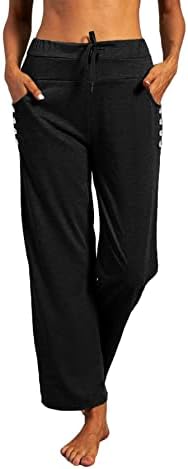 Vrtige ženski potez elastični struk ravno noga joggers pantalone sa džepovima