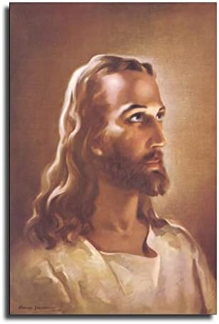 Portret glave Krista Isusa na platnu umjetnički Poster i zidna umjetnička slika Print moderni
