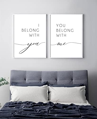JESC pripadam s tobom pripadaš sa mnom znak spavaća soba Set 2 minimalistički iznad kreveta dekor No Frame