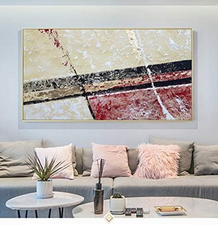 Ručno oslikana uljana slika na platnu, ručno obojena apstraktna Crvena tekstura ulje na platnu zidna umjetnička platna savremena umjetnička djela debelih noža za uređenje doma Kuhinjski ured zidni dekor, 60X120