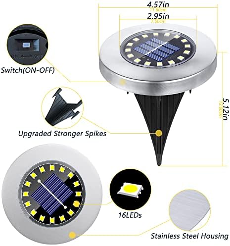 TenFen 12 paketa solarna zemaljska svjetla, vodootporna 16led solarna svjetla Vanjska Bašta, nadograđena Vanjska