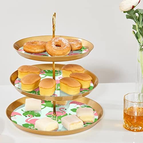 3 Torta za torte, toranj za desert Flamingo Monstera Leaf, plastični nosač od kolača za učvršćivanje za vjenčanje
