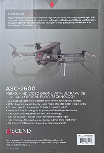 Ascend Aeronautics ASC-2600 Premium HD video drono sa ultra širokim sočivom i optičkom tehnologijom protoka 1080p HD kamera 115 ° ultra-širokokutni objektiv