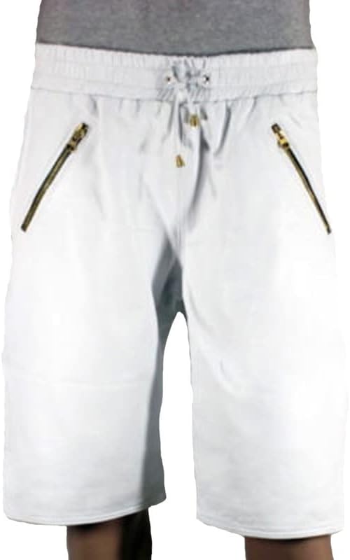 Kožni trend muške kratke hlače, lambkin kožna bijela boja izdržljivi sportovi, teretana, vježba, trčanje