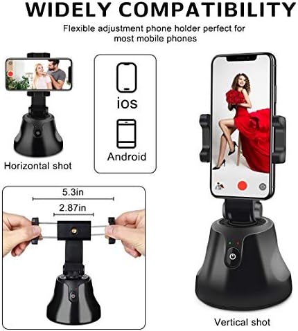 Smart Portable Selfie Stick, 360°Rotation Auto Face Object Tracking Kamera držač Stativa Smart Shooting mobilni telefon nosač kamere, Vlog snimanje Smartphone nosač za sve iPhone Android telefon