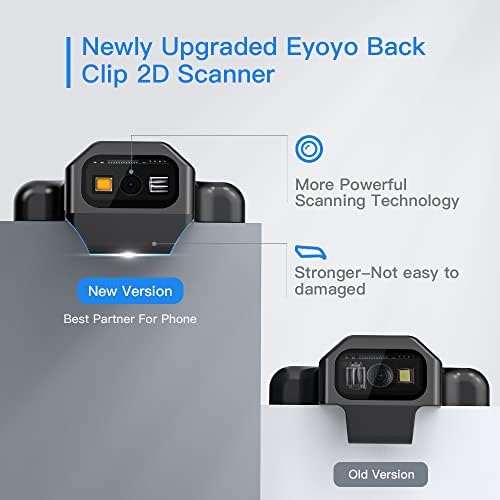 Nadograđeni Eyoyo QR kod skener Bluetooth Android barkod skener, prijenosni back Clip bežični 1D 2D