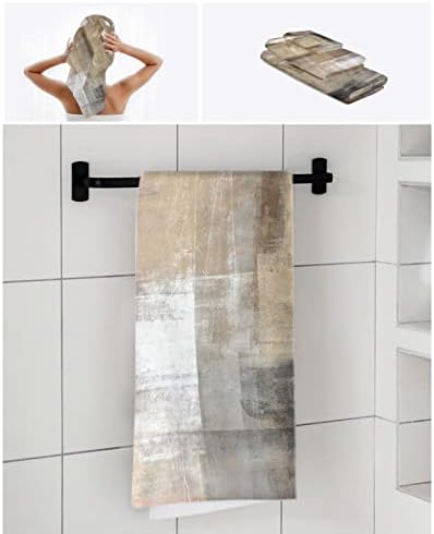 Moderne slike sažetak ručnici za kupanje set 3 pakovanje, geometrijska umjetnička djela siva i smeđa rustikalna