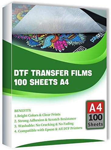 Meuiosd DTF Film za prijenos - 100 listova A4 za filmski ispis filmova za DTF tisak za štampanje