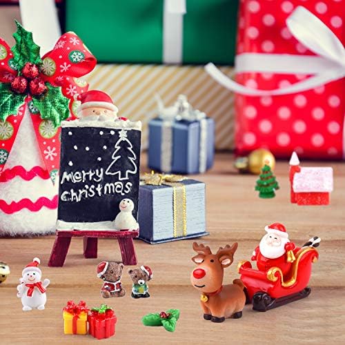 MIAHART 40kom Božić minijaturni ukrasi Mini smola Micro pejzažni ukrasi, božićna stabla Santa