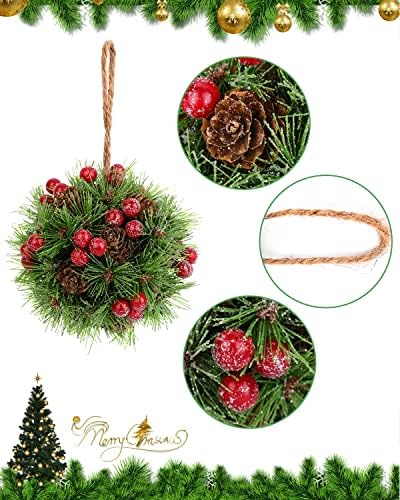 Ddhs imela Ball božićna jelka dekoracija, 2 kom viseća imela Kiss Ball pinecones ukras za božićnu jelku, za Kućni dekor za Božićnu zabavu
