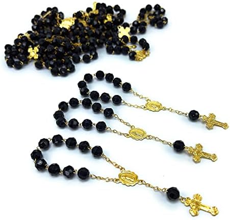 25 PC Krštenje favorizira akrilne crne perle pozlaćene mini rosaries akrilne perle / Rekuerditos de bautismo