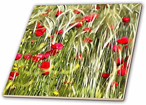 3drose Crveni makovi i pšenica Realistic Art II-Tiles