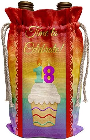 3Droza Bordery Rođendan za rođendan - Cupcake, broj svijeća, vrijeme, slavite 18 godina star poziv - vinska