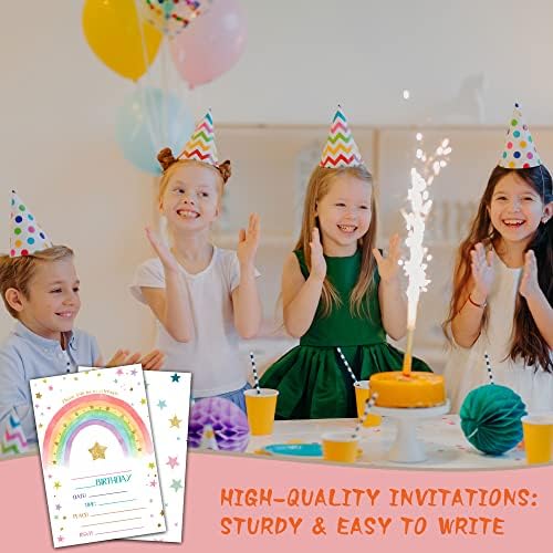 Tirywt Boho Rainbow Rođendan Pozivnice za rođendan u stilu Rođendana s kovertama za dječake, dekorativne rođendane