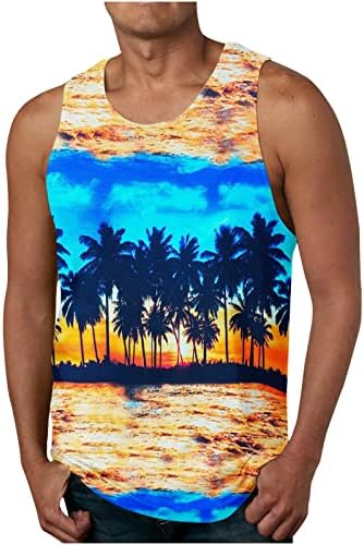Muški cvjetni tenk Najbolji modni majica bez rukava s cijelim tiskanim tinovima Ljeto Casual Sport Teretana T-majice Hawaii Beach Odmor