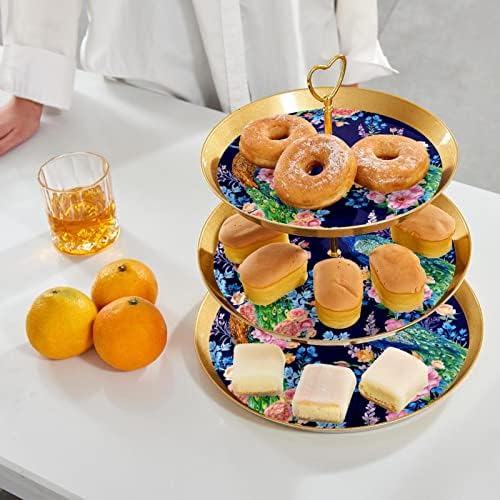 Lyetny 3-rajdni desertni stalak za kolač za kolače od zlata za čišćenje časopisa za čajnu zabavu,