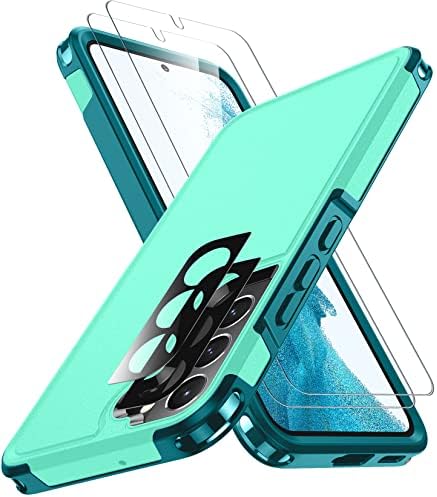 Spidercase za Samsung Galaxy S22 futrola, [10 Ft Zaštita od kapljice], 2 pakovanja [Zaštitni zaslon od kaljenog stakla + zaštitnik objektiva kamere] Heavy Duty Shootfff futrola, svijetlo zelena