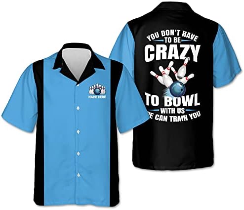Leevus Custom Funny Bowling majice za muškarce Retro, Muški vintage kuglanje s kratkim rukavima Havajska košulja Kuglanje smiješno