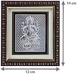 GoldGiftideas 999 srebrni Ganesha okvir za fotografije za Pooja sobu, povratni poklon za domaćinstvo, Ganpati okvir za fotografije za uređenje doma, Ganesha okviri za poklon