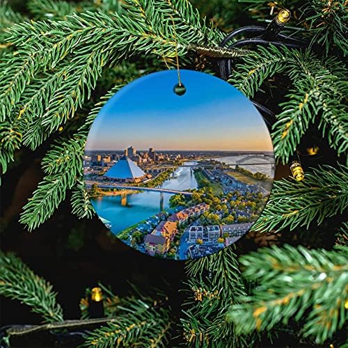Promini okrugli suvenir Memphis Tennessee TN Downtown Drone Skyline Božićni ukrasi Božićna