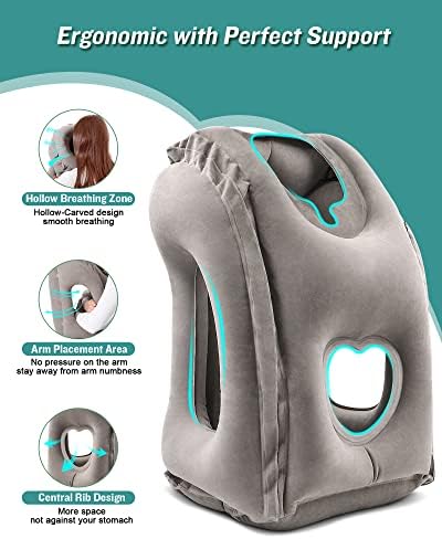 Jefdieeee putni jastuk za napuhavanje, jastuk za vrat zrakoplova udobno podržava glavu i bradu za avione, vozove, automobile i uredske bacanje sa 3D maskom za oči, uši i prijenosni vrećica za vuču