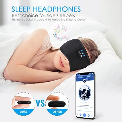 Bežične slušalice Bluetooth sleep Eye Mask, Topoint sleeping Eye Cover putne muzičke slušalice sa mikrofonom Handsfree, slušalice za spavanje za bočne spavače poklon za muškarce žene