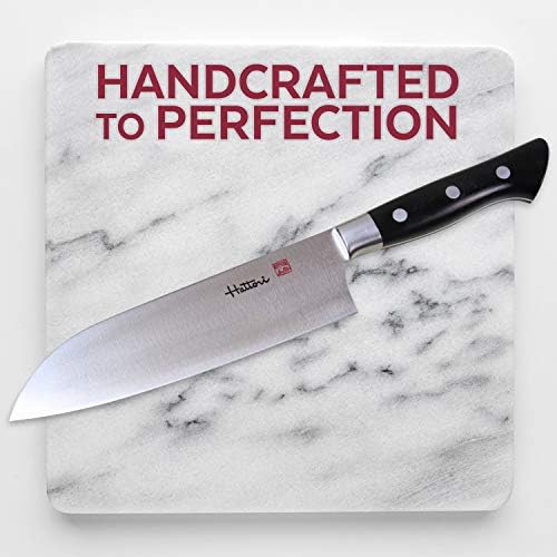 JCK ORIGINAL Hattori japanski kuharski nož, FH-4L profesionalni Santoku nož, VG-10 Cobalt Steel Pro kuhinjski nož sa ergonomskom Crnom lanenom ručkom Micarta, 6,6 inča