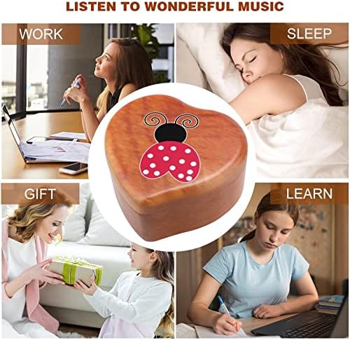 Love LadyBug drvena muzička kutija Windup u obliku slova u obliku srca u obliku glazbenih kutija za rođendan za