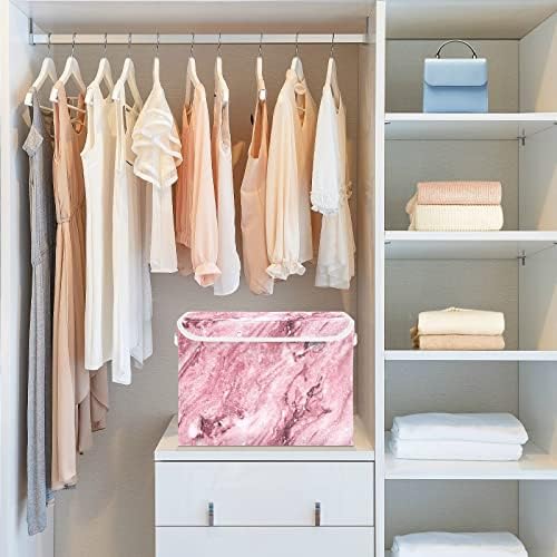 Innewgogo Pink Marble Texture kante sa poklopcima za organizovanje kanti za odlaganje otpora na prašinu s ručkama Oxford tkanine za skladištenje kockica za kućne ljubimce