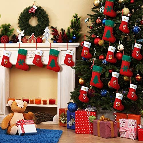 24 komada Božićne čarape Xmas Card Partners Snowflake Holder Christmas Christmas Silverware Nositelji malog crvenog božićnog visećeg ukrasa za čarape za rustikalni božićno ureda za božić