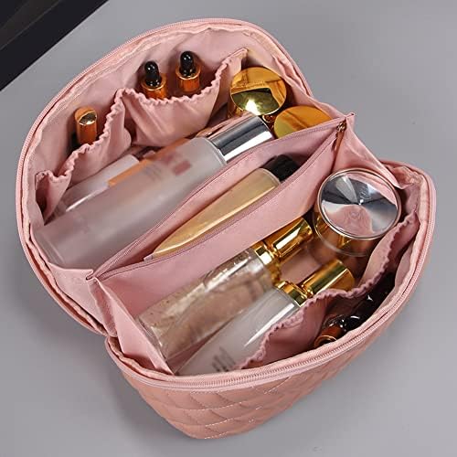 AJUBENCE putna kozmetička torba velikog kapaciteta, kožna torba za šminkanje sa ručkom i pregradom, vodootporna